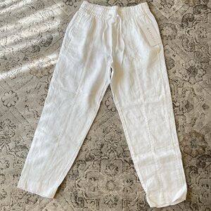 Athleta White Ankle-Length Linen Pants